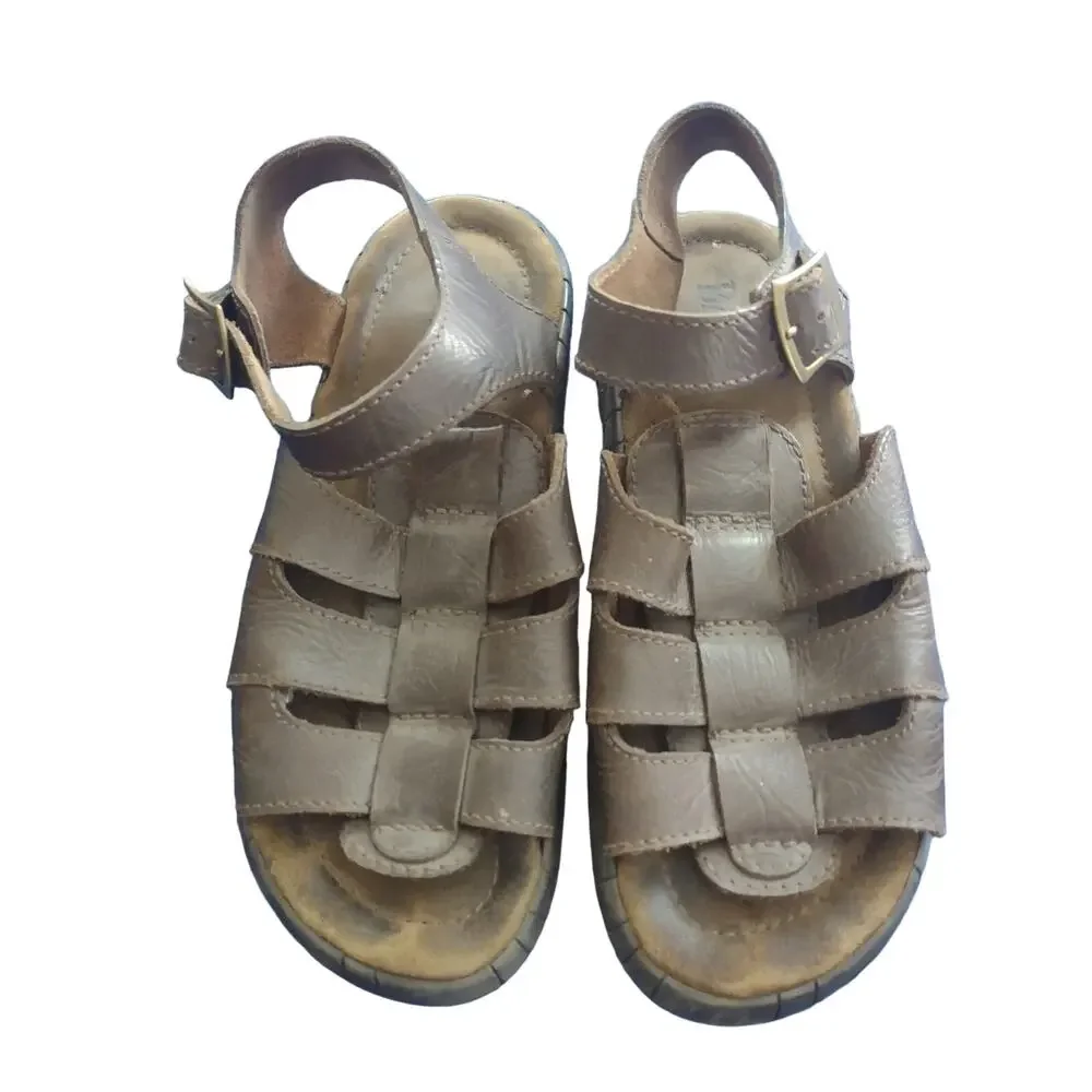 Men's Bass Brown leather Fisherman Sandals Size 10D Casual Fishermancore